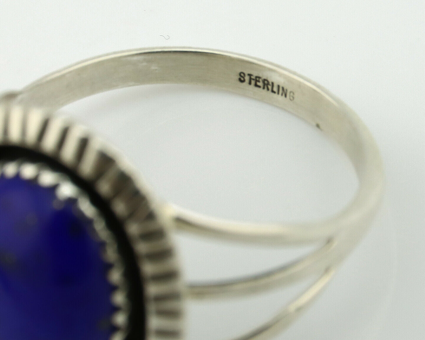 Navajo Ring .925 Silver Natural Lapis Lazuli Native American Artist C.80's