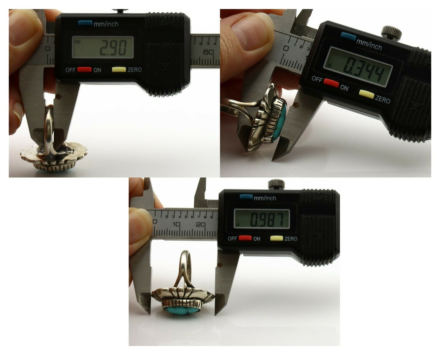 Navajo Ring .925 Silver Arizona Turquoise Signed M Montoya C.80's