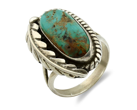 Navajo Ring .925 Silver Turquoise Mountain Signed Artist Apache C.80's