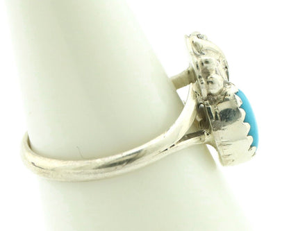 Navajo Ring .925 Silver Natural Blue Turquoise Artist Signed SN C.80's