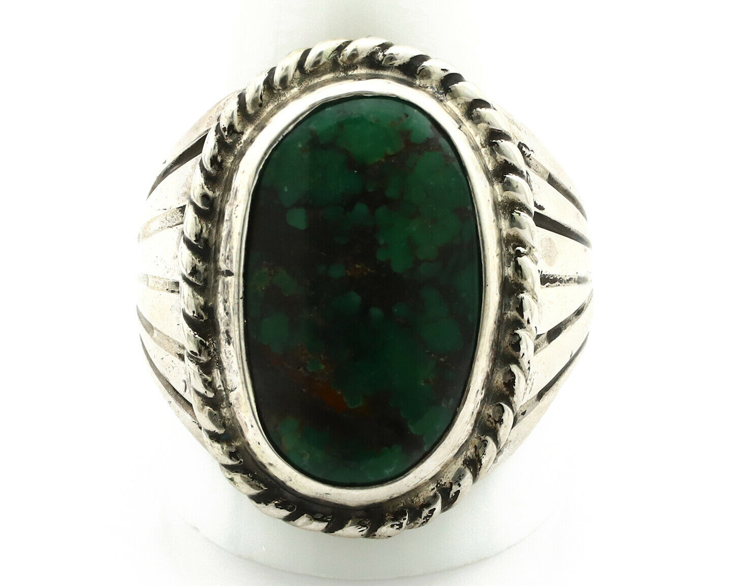 Navajo Ring .925 Silver Green Turquoise Artist Signed C. Montoya C.80's