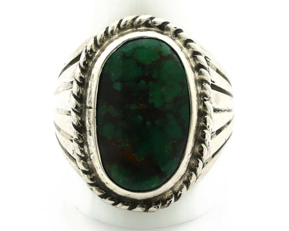 Navajo Ring .925 Silver Green Turquoise Artist Signed C. Montoya C.80's