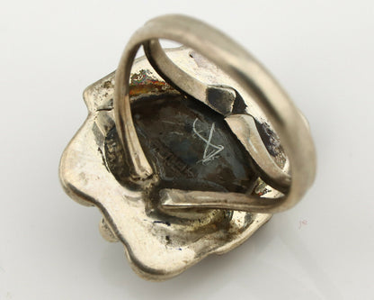 Navajo Ring .925 Silver Kingman Turquoise Native American Artist C.1980's