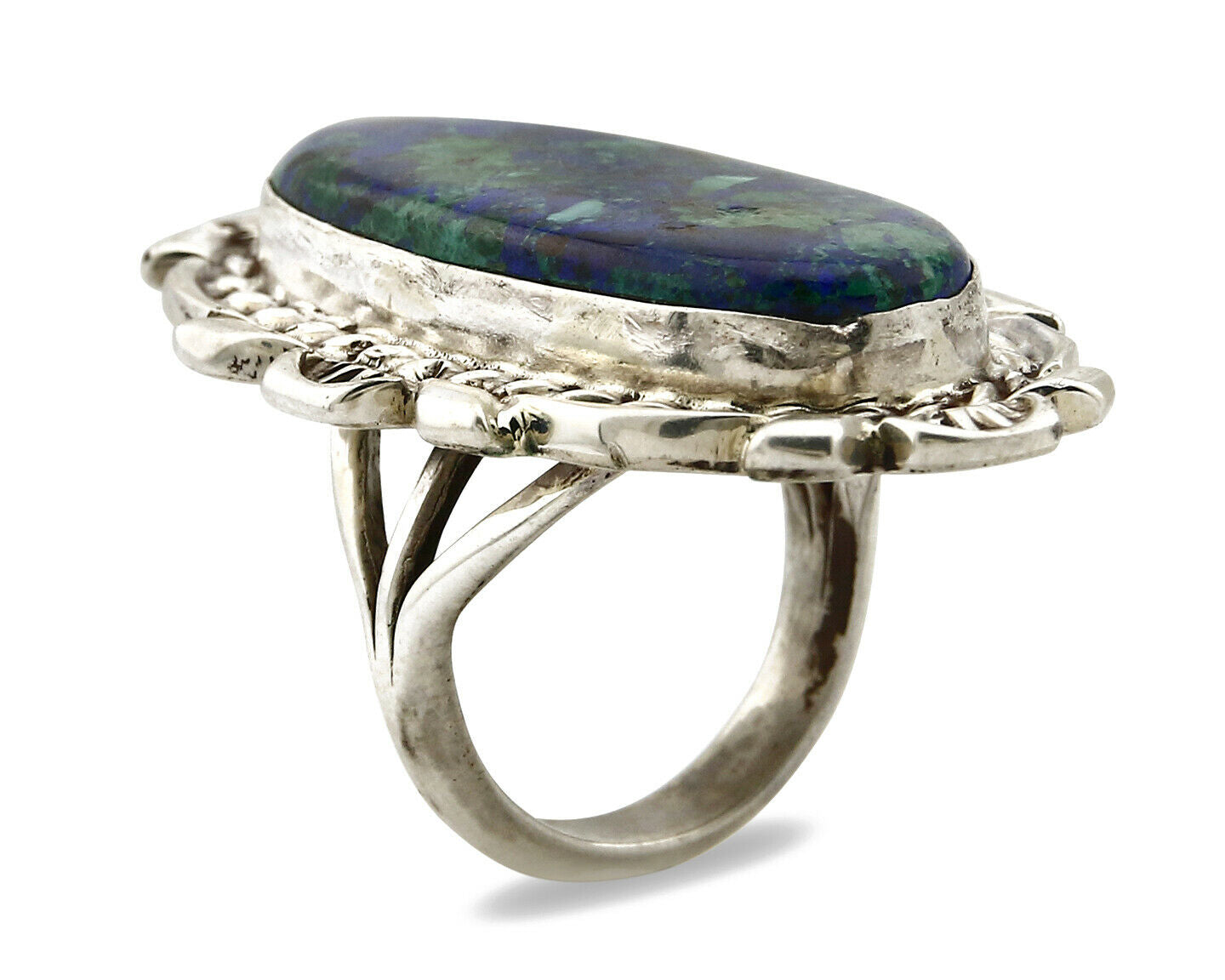 Navajo Azurite Ring .925 Silver Signed Artist Billie Eagle C.80's