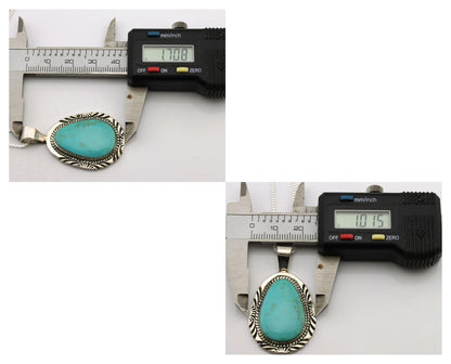 Navajo Necklace .925 Silver Kingman Turquoise Native American Signed C.1980's