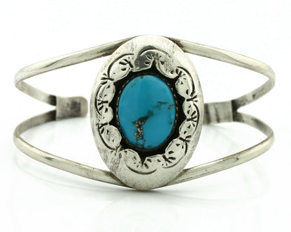 Navajo Bracelet .925 Silver Morenci Turquoise Native American Artist C.80's