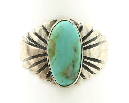 Navajo Ring .925 Silver Kingman Turquoise Artist Signed Apache C.80's