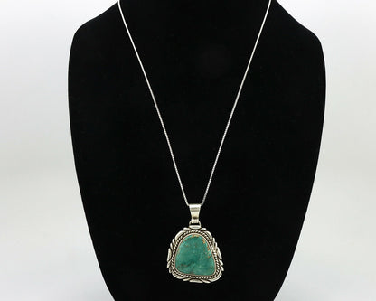 Navajo Kingman Turquoise Pendant .925 Silver Artist Signed Sunrise C.80's
