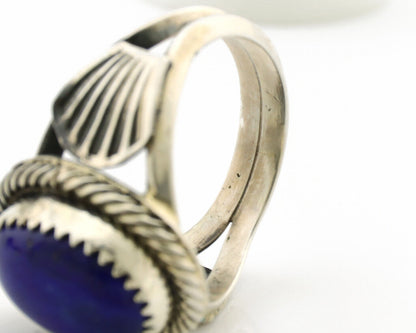Navajo Ring 925 Silver Natural Handmade Natural Lapis Native American Artist C80