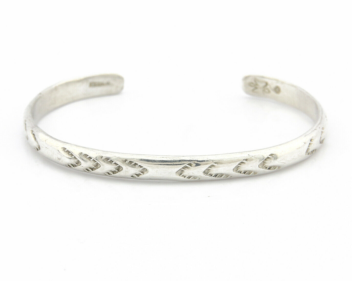Navajo Bracelet .925 Silver Hand Stamped Arrow Head Artist Montoya C.80's