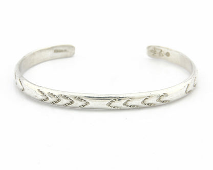 Navajo Bracelet .925 Silver Hand Stamped Arrow Head Artist Montoya C.80's