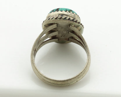 Navajo Ring .925 Silver Natural Spiderweb Turquoise Native Artist C.1980's