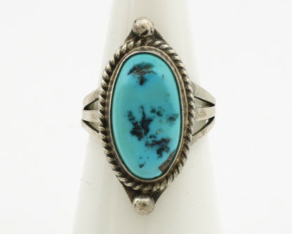 Navajo Ring .925 Silver Sleeping Beauty Turquoise Artist Signed S King C.1980's