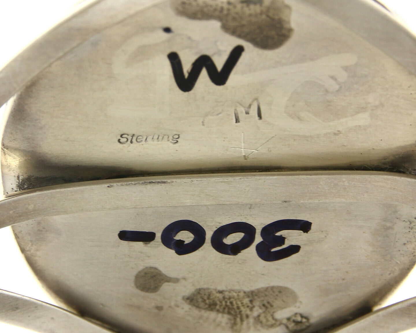 Navajo Bracelet .925 Silver Artist Signed PM Black Onyx C.80's