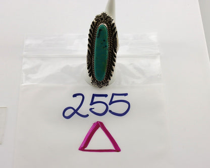 Navajo Ring 925 Silver Natural Blue Gem Turquoise Artist Signed Mike Begay C.80s