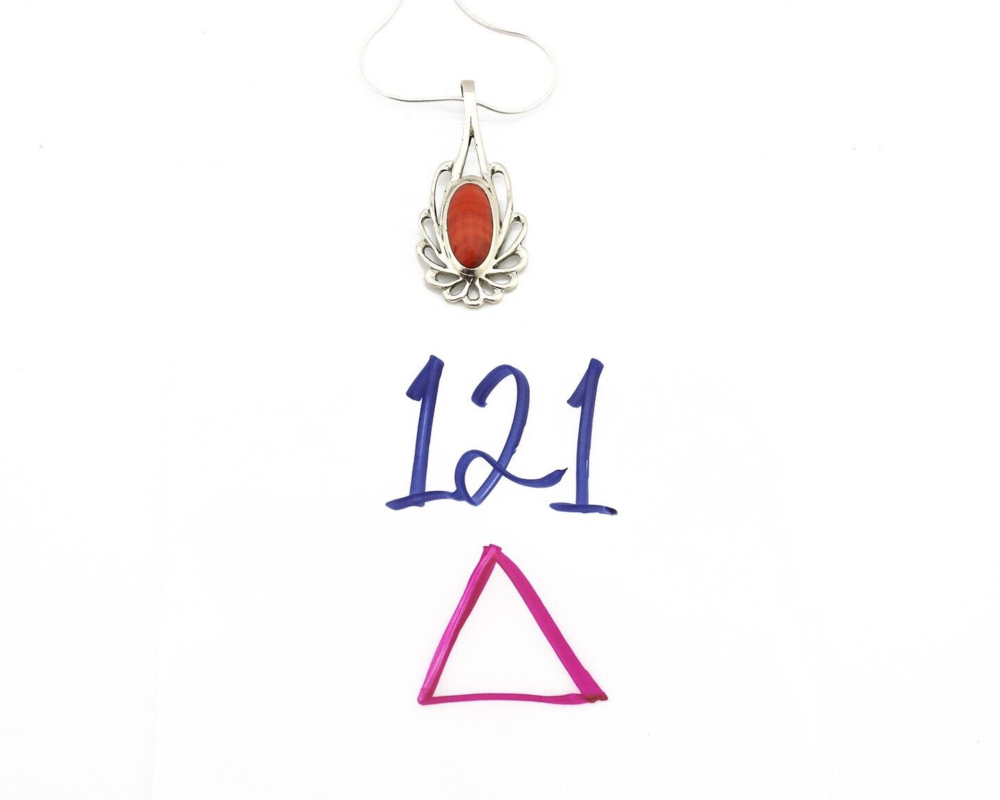 Navajo Necklace 925 Silver Red Medterranean Coral Native Artist C.80's