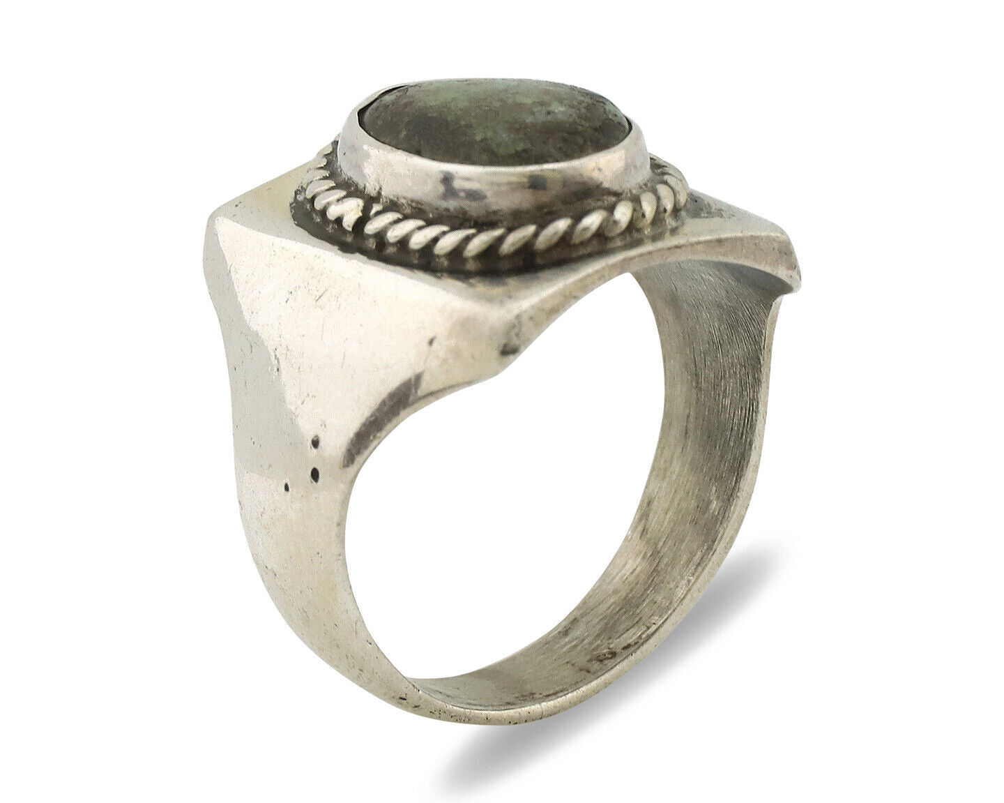 Navajo Ring .925 Silver Green Turquoise Handmade Native American Artist C.1980s