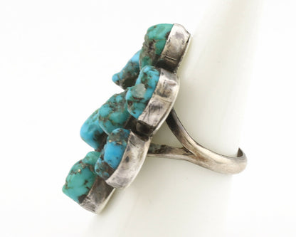 Navajo Old Pawn Ring .925 Silver Kingman Turquoise Native American Artist C.70's