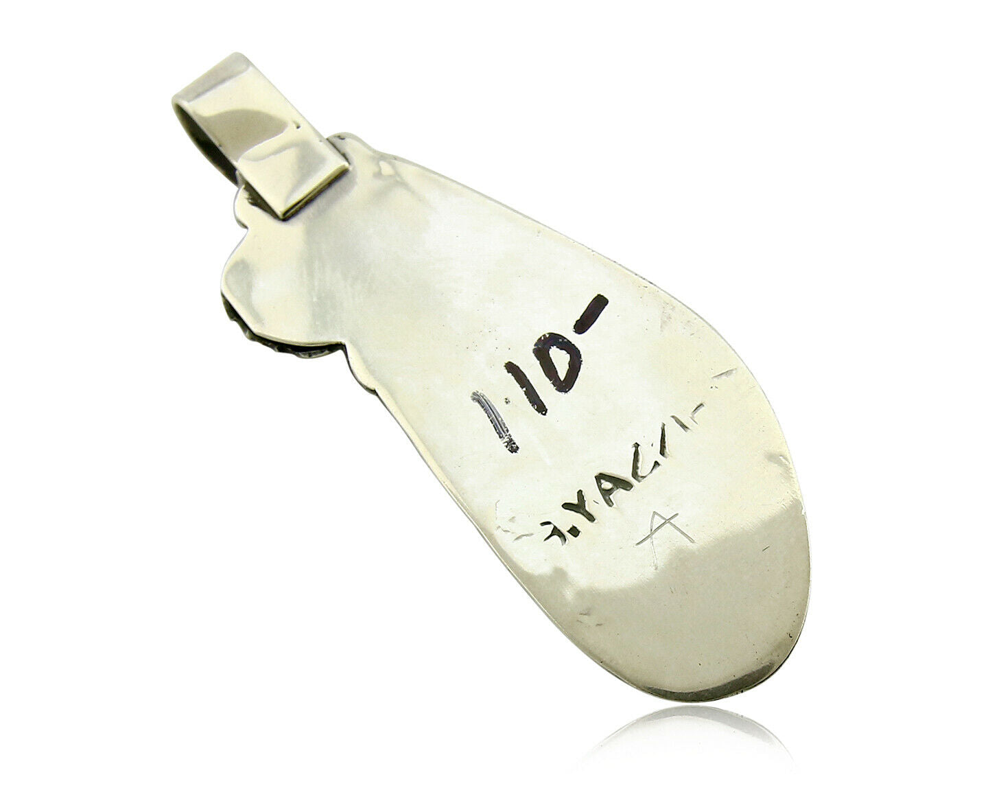 Navajo Pendant .925 Silver Real Natural Pink Mussel Signed Yazzie C.80's