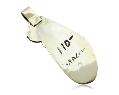 Navajo Pendant .925 Silver Real Natural Pink Mussel Signed Yazzie C.80's