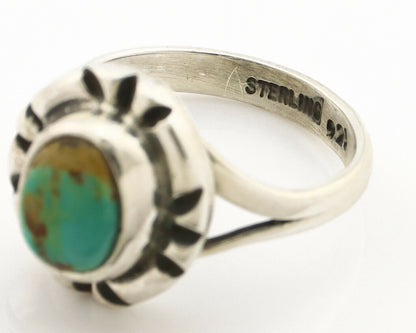 Navajo Ring .925 Silver Kingman Turquoise Artist Signed Gecko C.90's