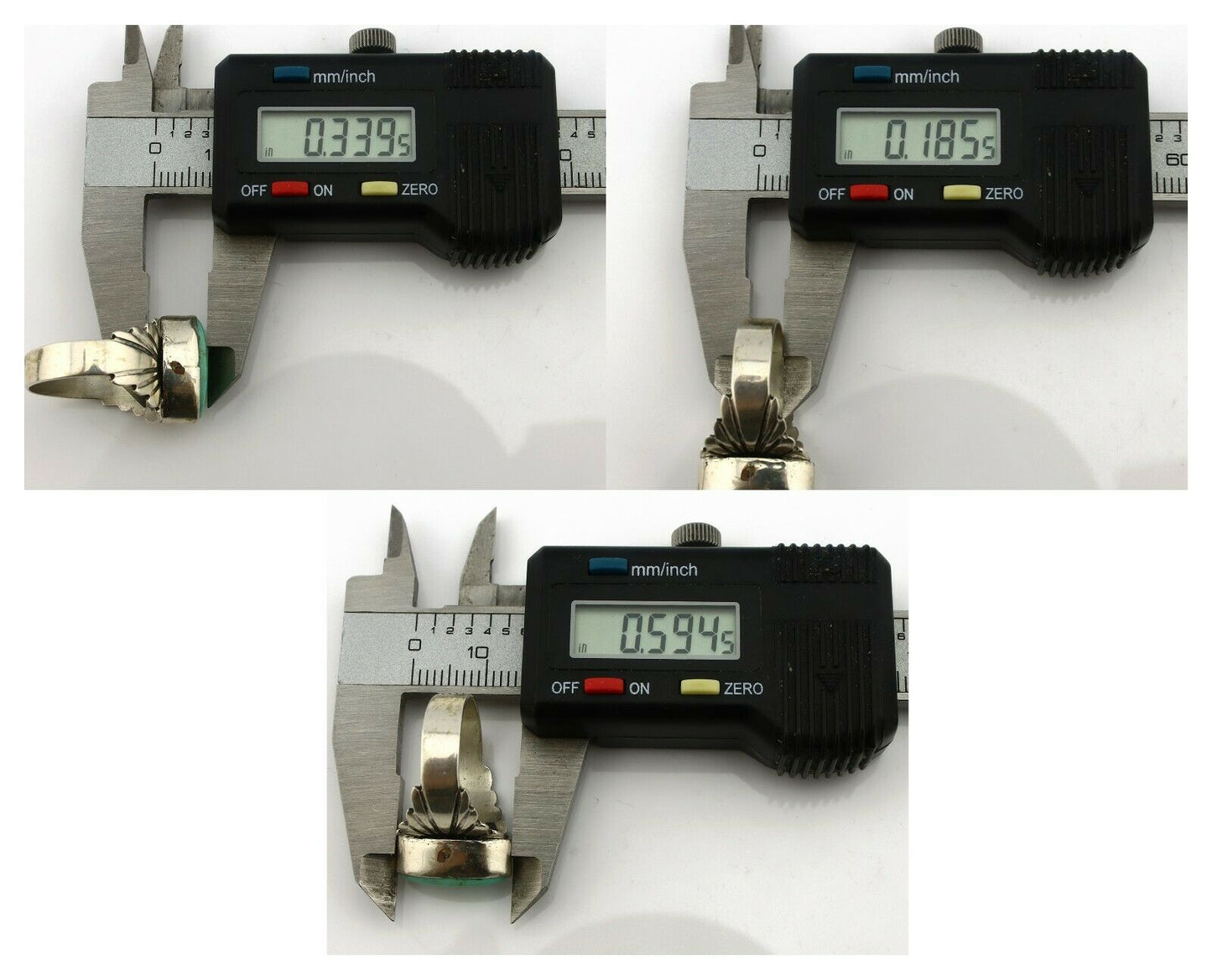 Navajo Ring .925 Silver Kingman Turquoise Artist Signed Apache C.80's