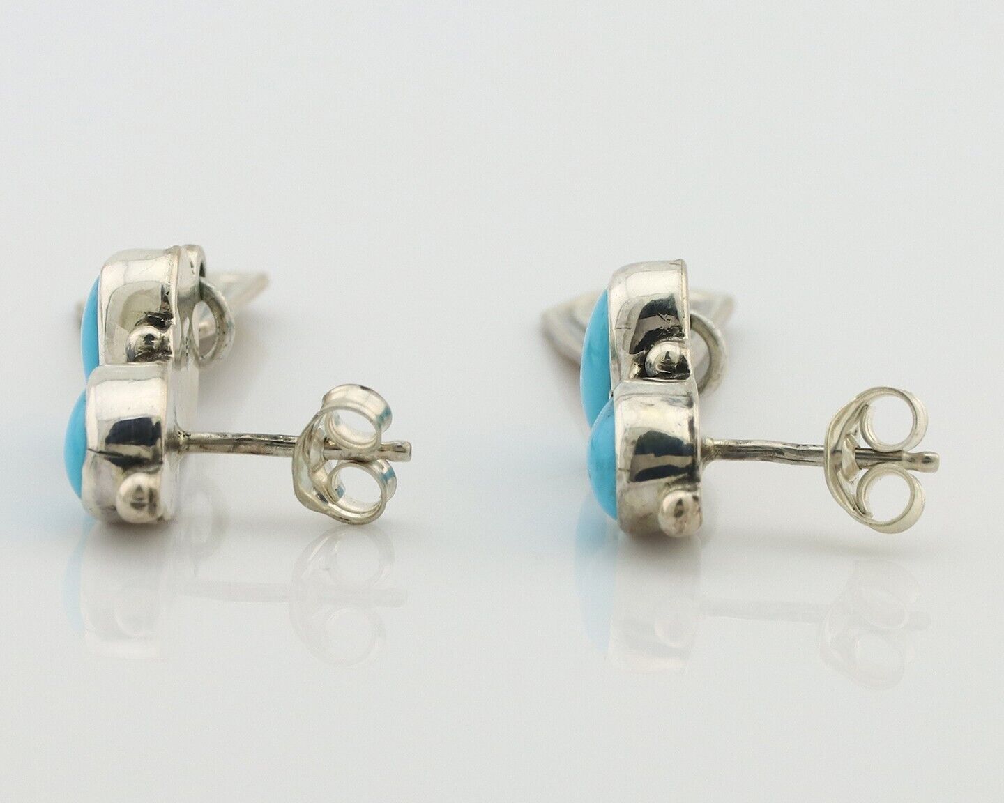Navajo Earrings 925 Silver Natural Blue Turquoise Native American Earrings C80's