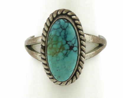 Navajo Ring 925 Silver Spiderweb Turquoise Native American Artist C.80's