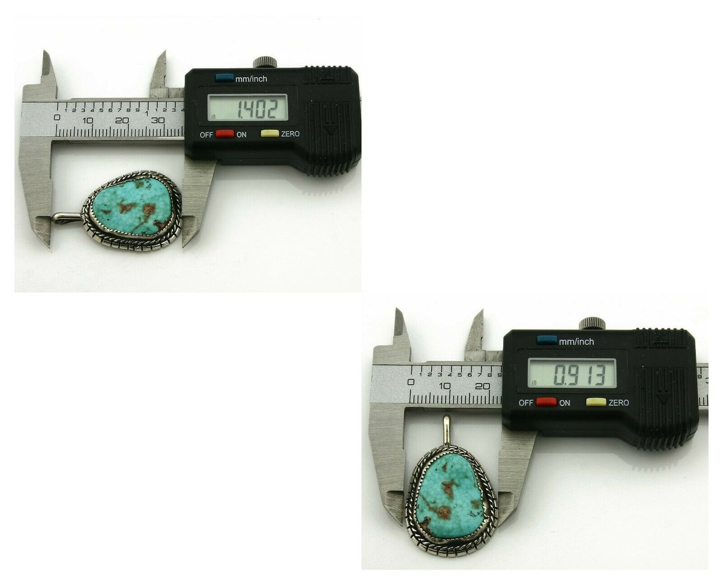 Navajo Pendant .925 Silver Kingman Turquoise Signed Artist Tom Willeto C.80's