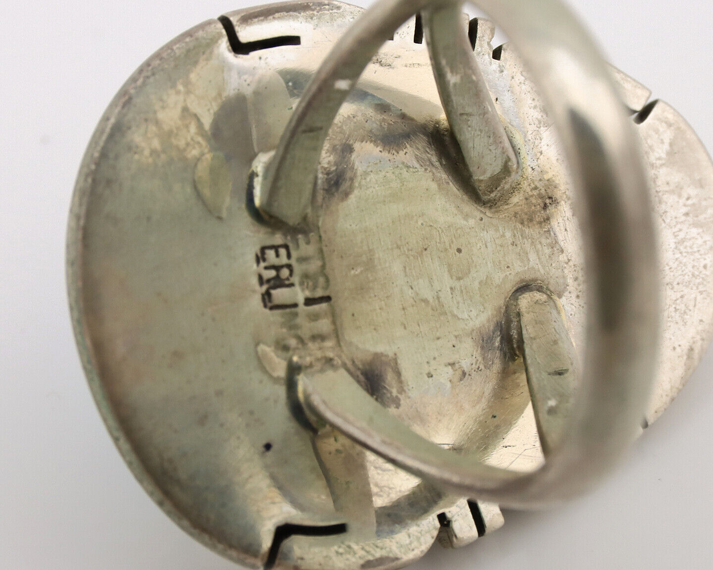 Navajo Ring .925 Silver Sleeping Beauty Turquoise Artist Signed E Etsitty C.80's