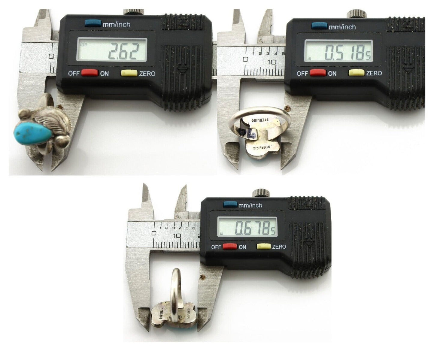 Zuni Ring 925 Silver Natural Mined Blue Turquoise Artist Signed Simplicio C.80's