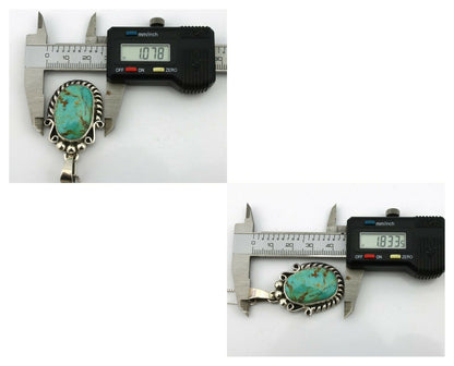 Navajo Kingman Turquoise Pendant .925 Silver Hand Stamped Signed Gecko C.80's