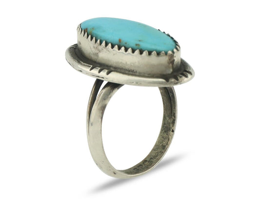 Navajo Ring .925 Silver Natural Blue Turquoise Native American Artist C.80's