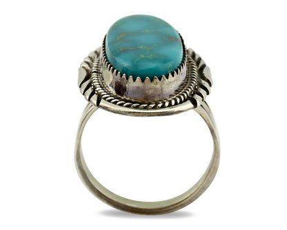 Navajo Ring .925 Silver Blue Turquoise Artist Signed M Begay C.1980's