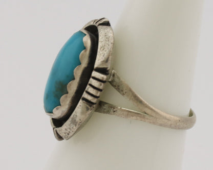Navajo Ring .925 Silver Turquoise Native American Artist C.1980's