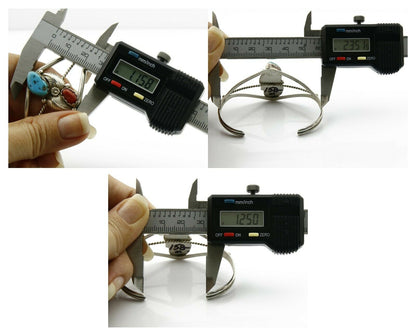 Navajo Bracelet .925 Silver Turquoise & Red Coral Cuff Signed Paul J Circa 1980s