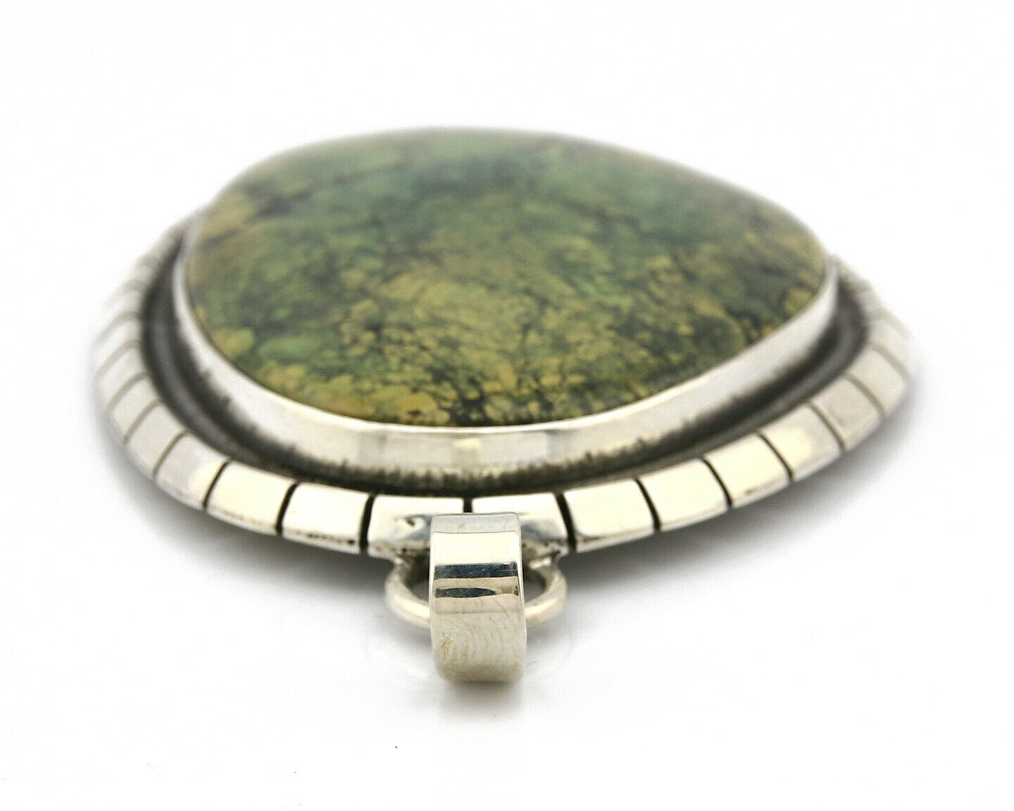 Navajo Pendant .925 Silver Natural Slab Turquoise Native Artist C.80's