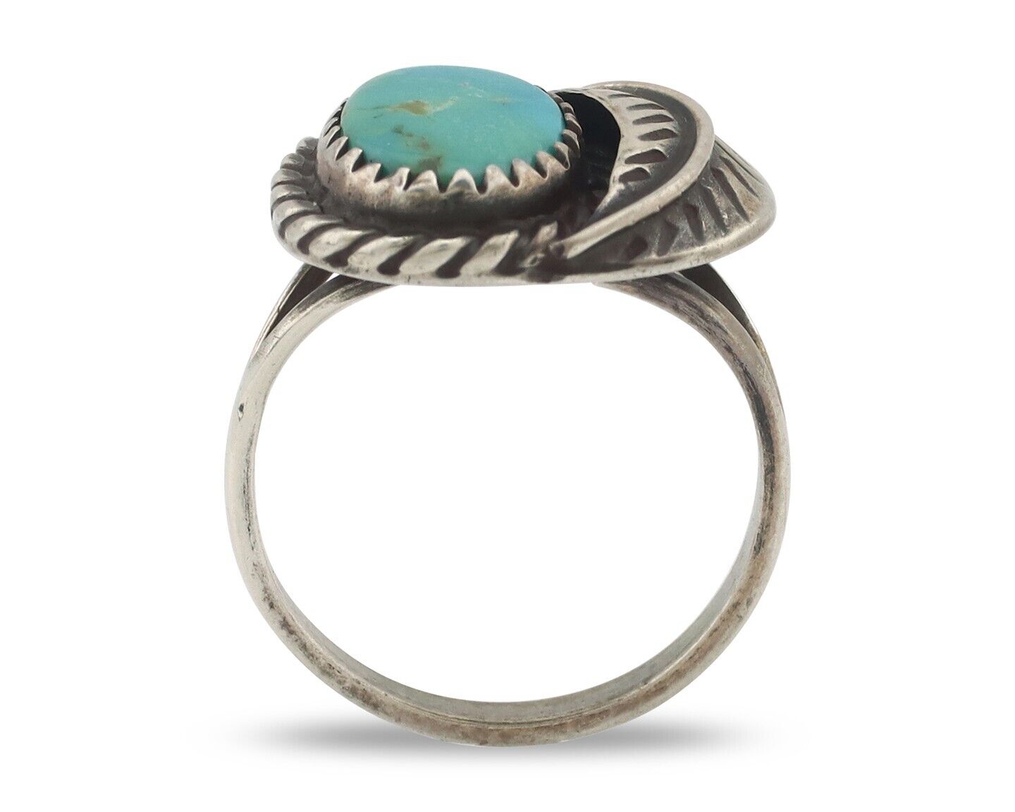 Navajo Handmade Ring 925 Silver Kingman Turquoise Native Artist C.80's