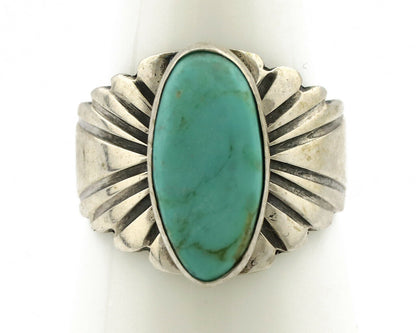 Navajo Ring .925 Silver Kingman Turquoise Artist Signed Apache C.80's