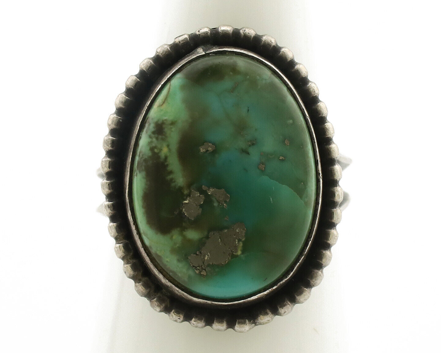 Navajo Ring .925 Silver Natural Turquoise Handmade Native American Artist C.80s
