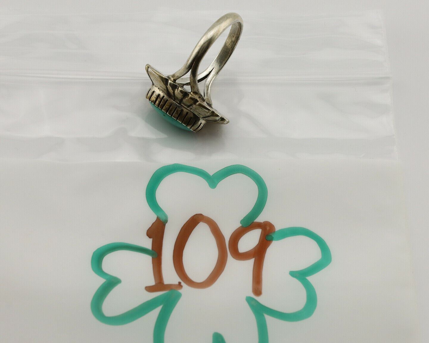 Navajo Ring .925 Silver Arizona Turquoise Signed M Montoya C.80's