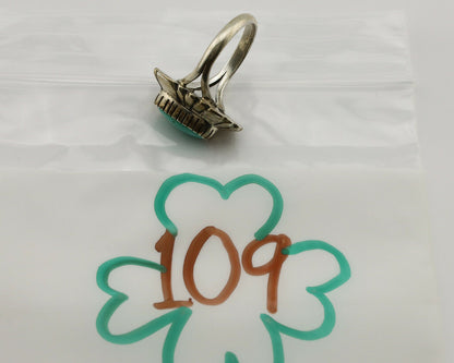 Navajo Ring .925 Silver Arizona Turquoise Signed M Montoya C.80's