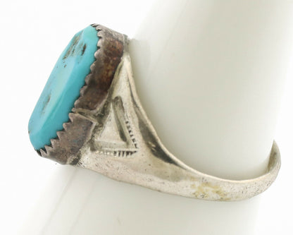 Zuni Ring .925 Silver Natural Blue Turquoise Native American Artist C.1980's
