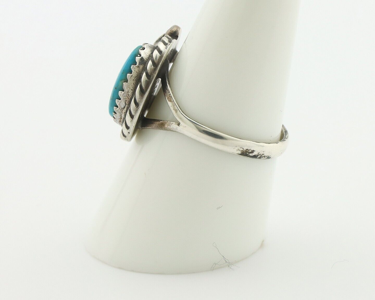 Navajo Handmade Ring .925 Silver Kingman Turquoise Native Artist C.80's