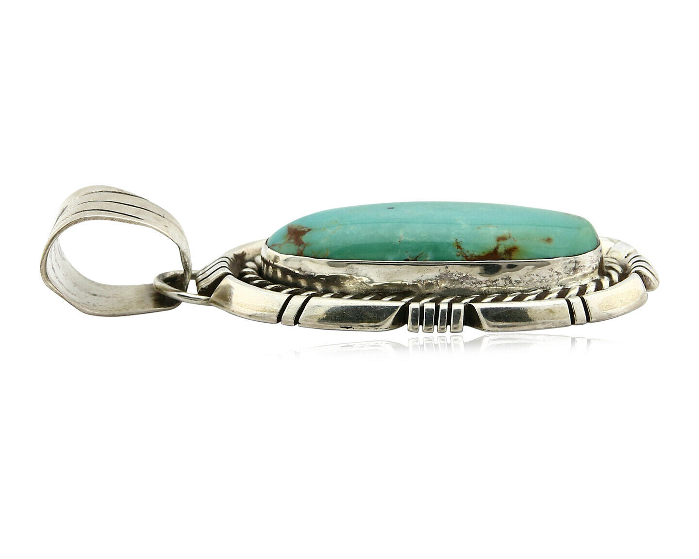 Navajo Pendant Turquoise Mountain .925 Silver Signed JJP C.80's