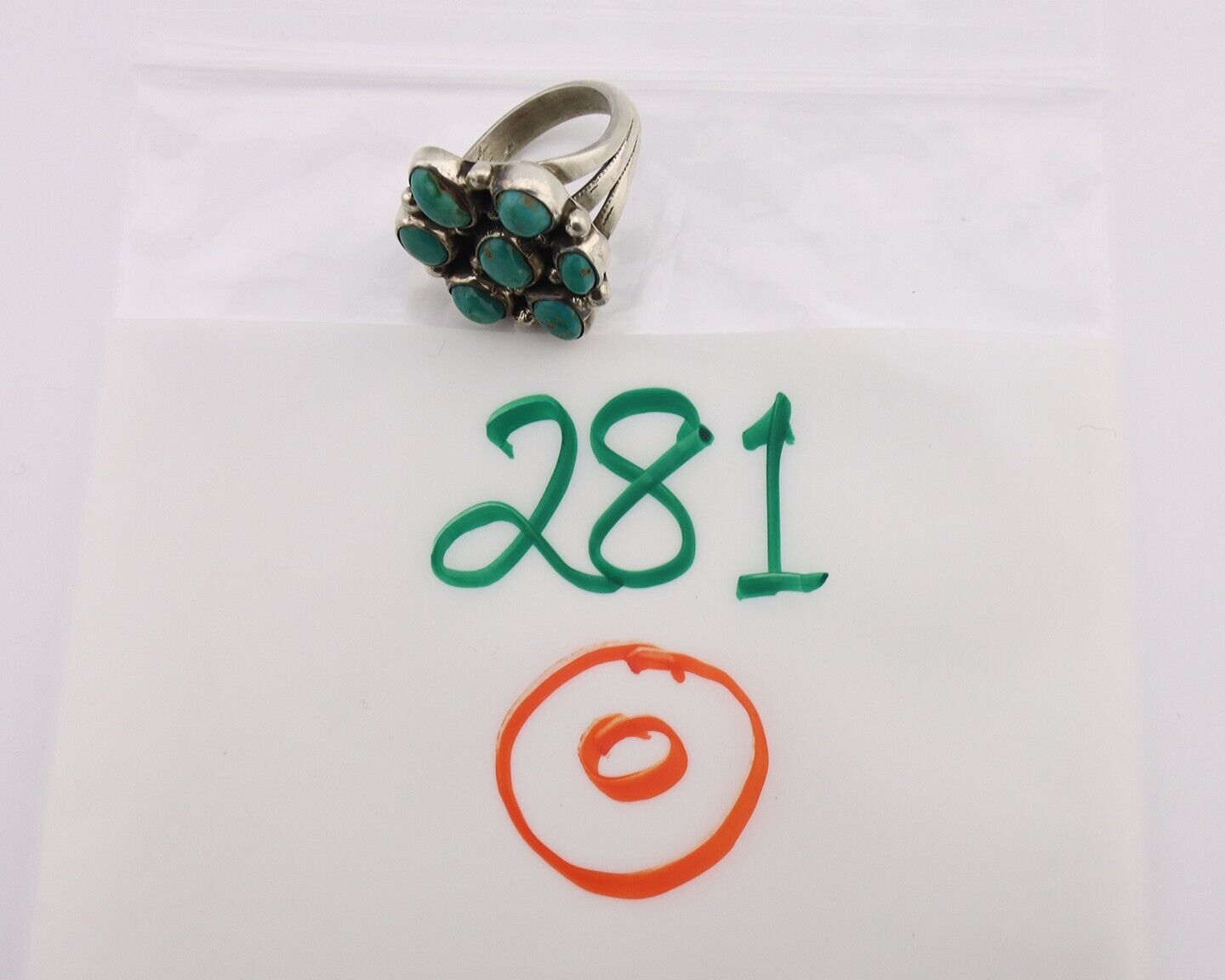 Navajo Ring .925 Silver Natural Blue Turquoise Artist Signed LP C.80's