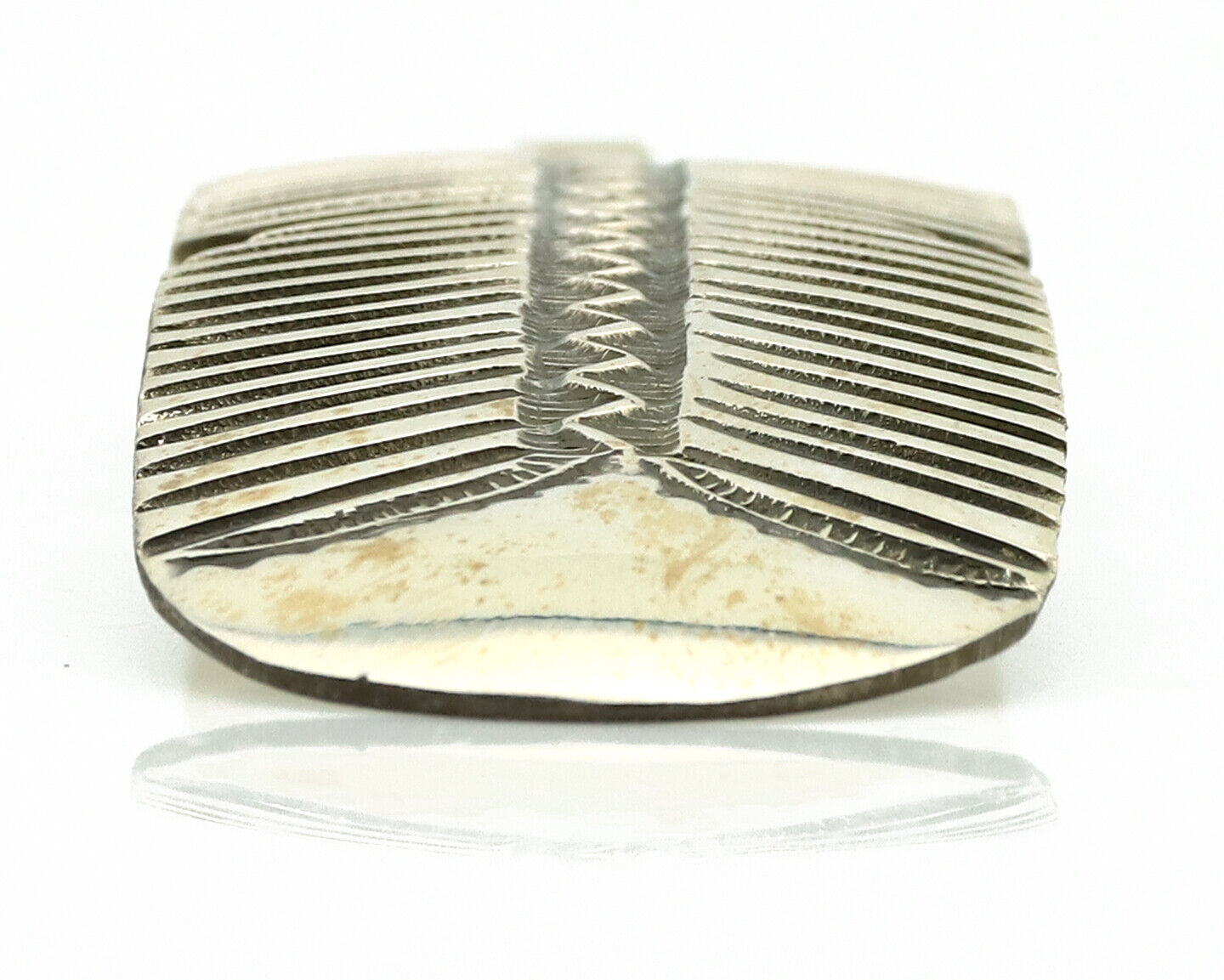 Navajo Hair Clip Barrette 925 Silver Hand Stamped Native Artist Signed BD C.80's