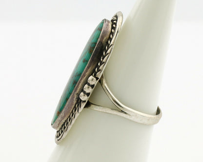 Navajo Ring .925 Silver Kingman Turquoise Native American Artist C.1980's