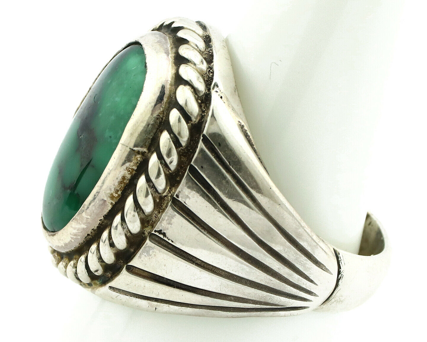 Navajo Ring .925 Silver Green Turquoise Artist Signed C Montoya C.80's