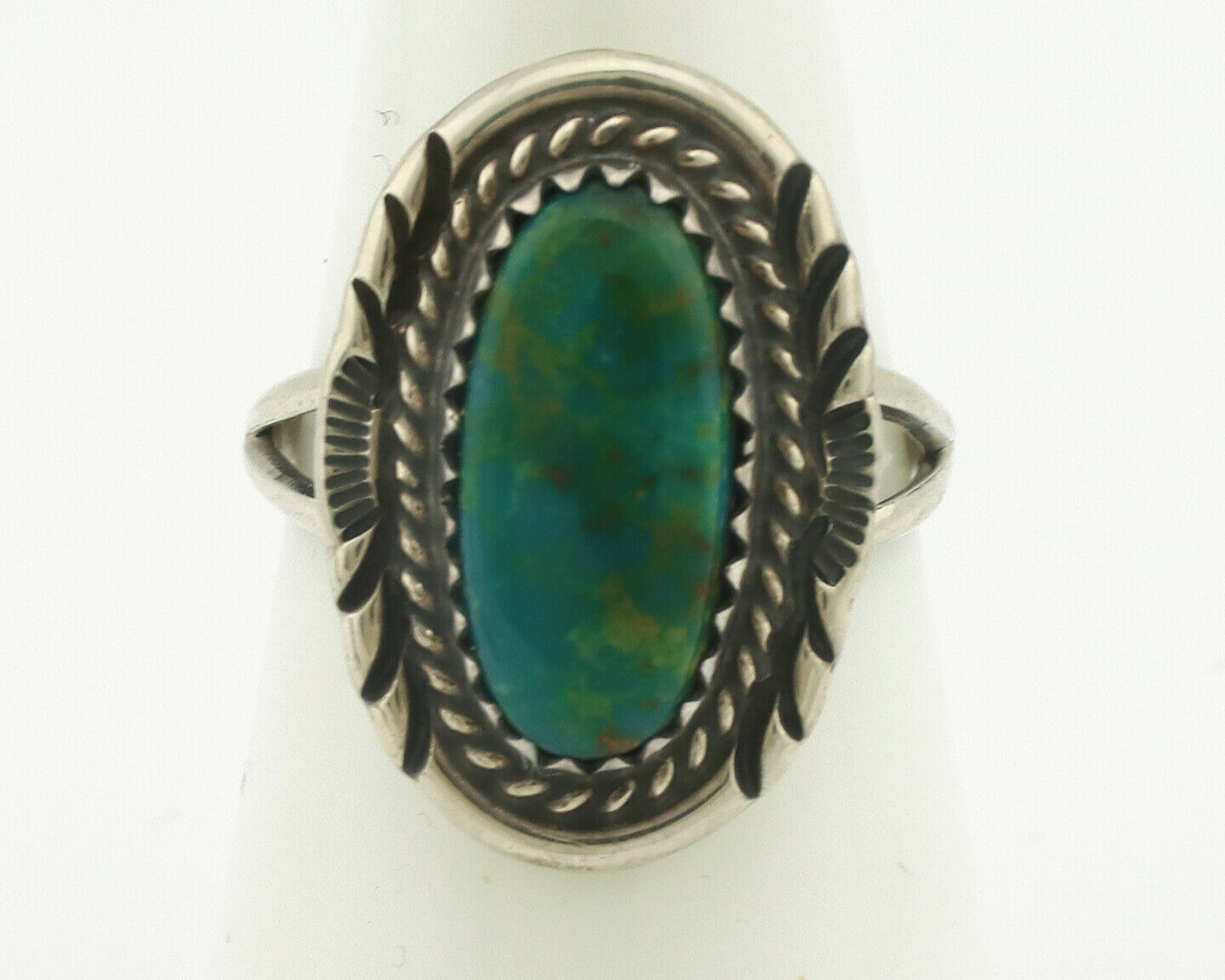 Navajo Ring .925 Silver Natural Turquoise Native American Artist C.1980's